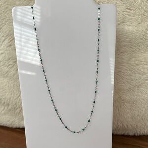 NEW Pretty Bird Jewelry | White Gold Plated Necklace with Teal Enamel Beads 18”